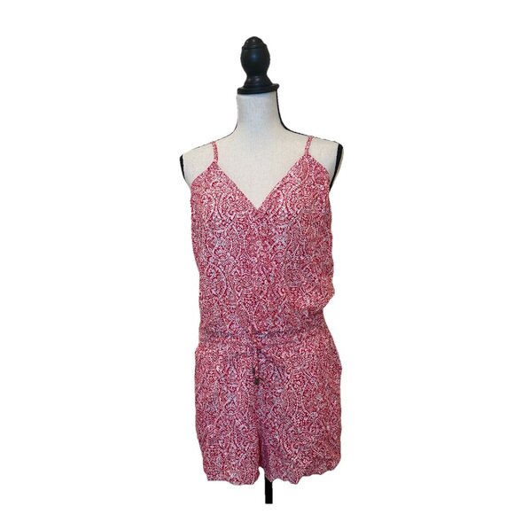 Splendid Romper Women’s Medium Red And White Rayon Drawstring Spaghetti Strap - Picture 3 of 16